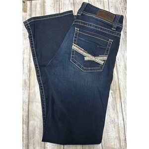 BKE Dakota Women's‎ Dark Wash Bootcut Jeans Size 28R Embellished Pockets EUC